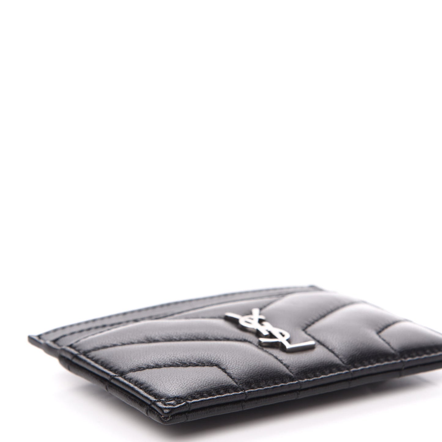 Calfskin Y Quilted Monogram LouLou Credit Card Case Black