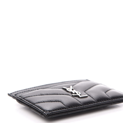 Saint Laurent Calfskin Y Quilted Monogram LouLou Credit Card Case Black 8 of 9