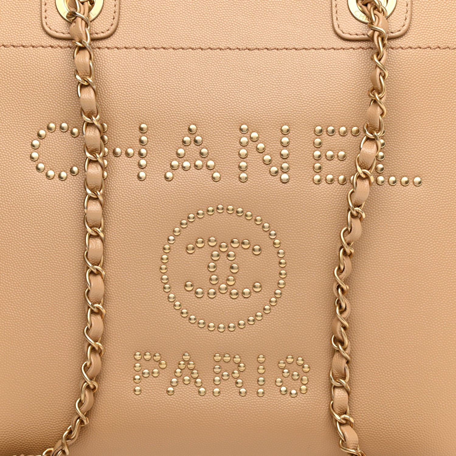 Chanel Caviar Small Studded Deauville Tote Beige 8 of 10