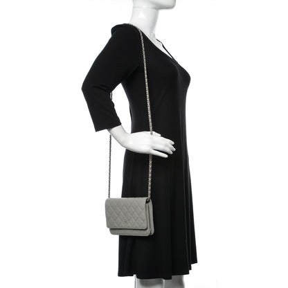 Chanel Caviar Quilted Wallet on Chain WOC Grey 2 of 9