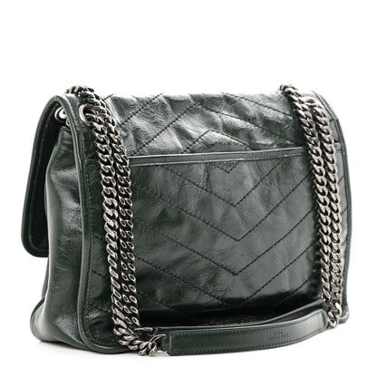 Saint Laurent SAINT LAURENT Crinkled Lambskin Matelasse Monogram Medium Niki Chain Satchel Green 3 of 14