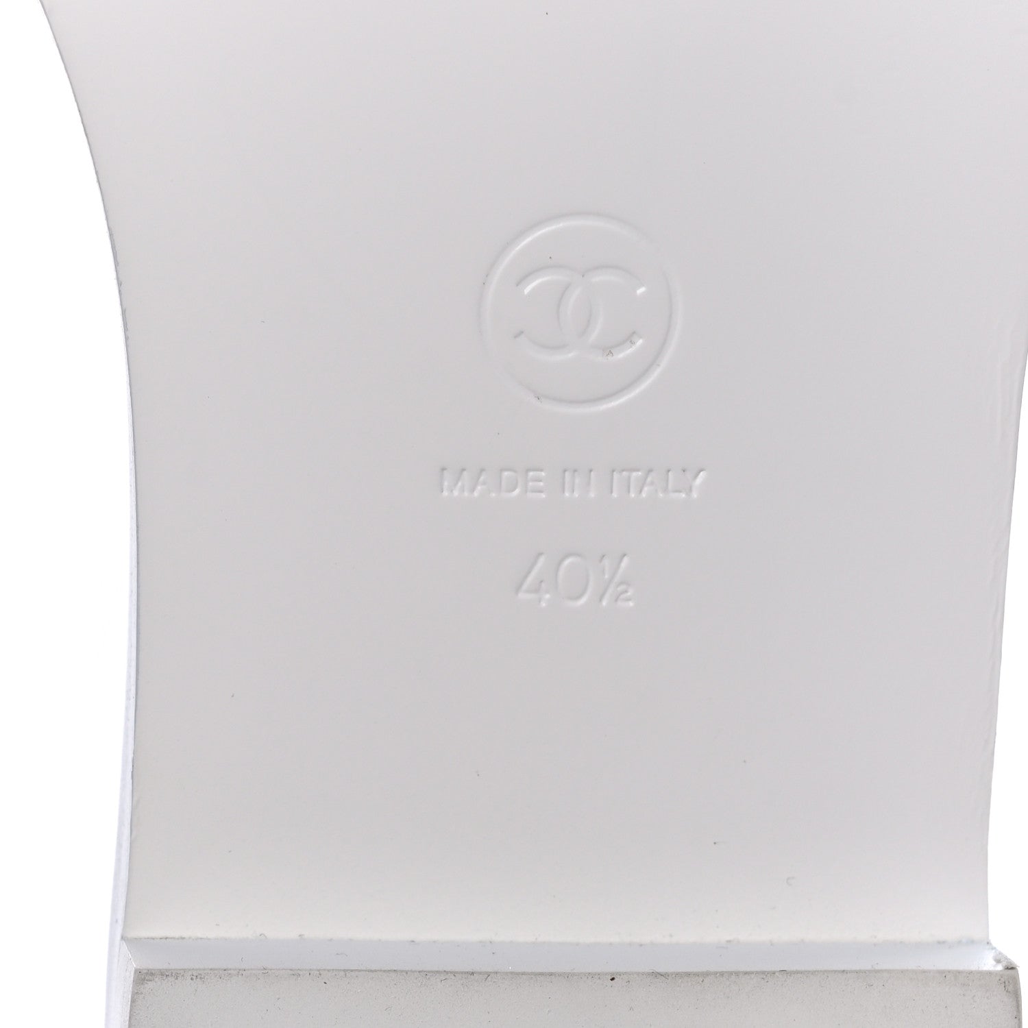 Chanel Shiny Goatskin Quilted CC Mules Sandals 40.5 White 8 of 8