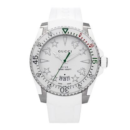 Gucci Stainless Steel Rubber 40mm Dive Quartz Watch White 1 of 5