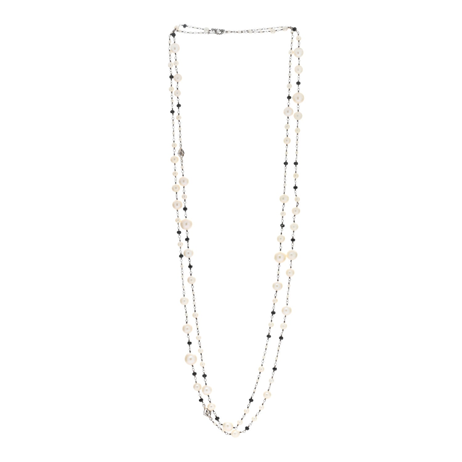 David Yurman Sterling Silver Black Onyx Pearl Graduated Necklace 3 of 4