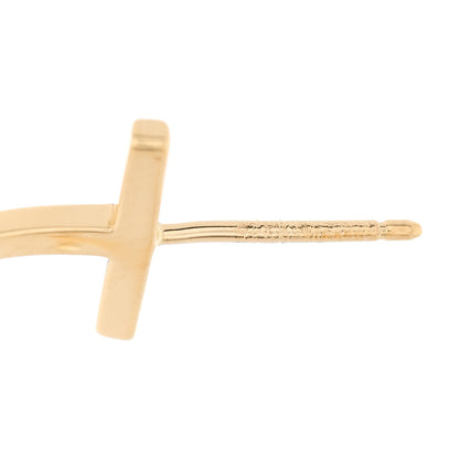 Tiffany 18K Yellow Gold Medium T Wire Hoop Earrings 5 of 6