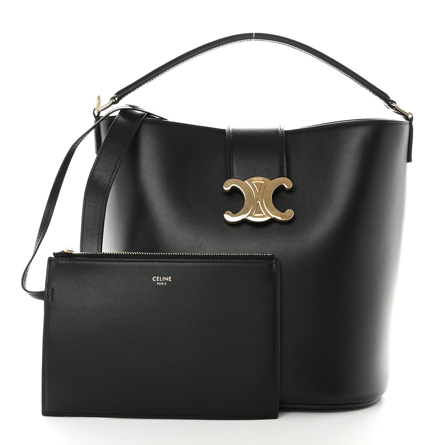 Smooth Calfskin Triomphe Medium Louise Bag Black