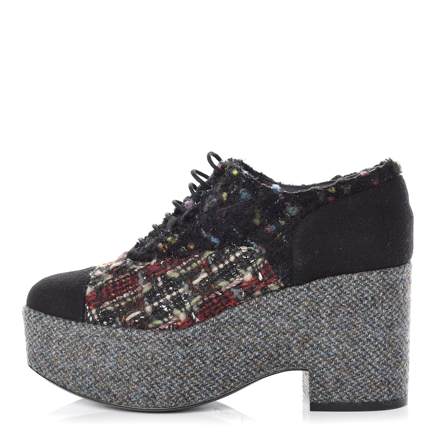 Chanel Tweed Lace Up Platform Oxford 40.5 Multicolor 1 of 8