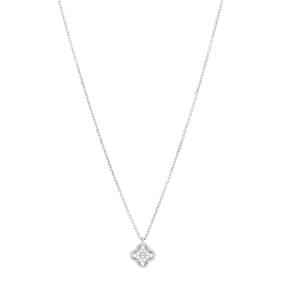 Van Cleef & Arpels 18K White Gold Diamond Sweet Alhambra Pendant Necklace 1 of 6