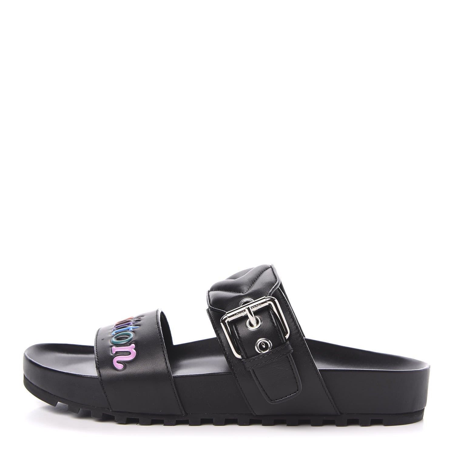 Louis Vuitton Calfskin New Wave Bom Dia Mule Sandals 37 Black 1 of 9