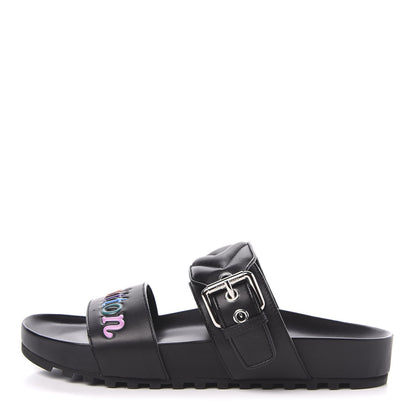 Louis Vuitton Calfskin New Wave Bom Dia Mule Sandals 37 Black 1 of 9