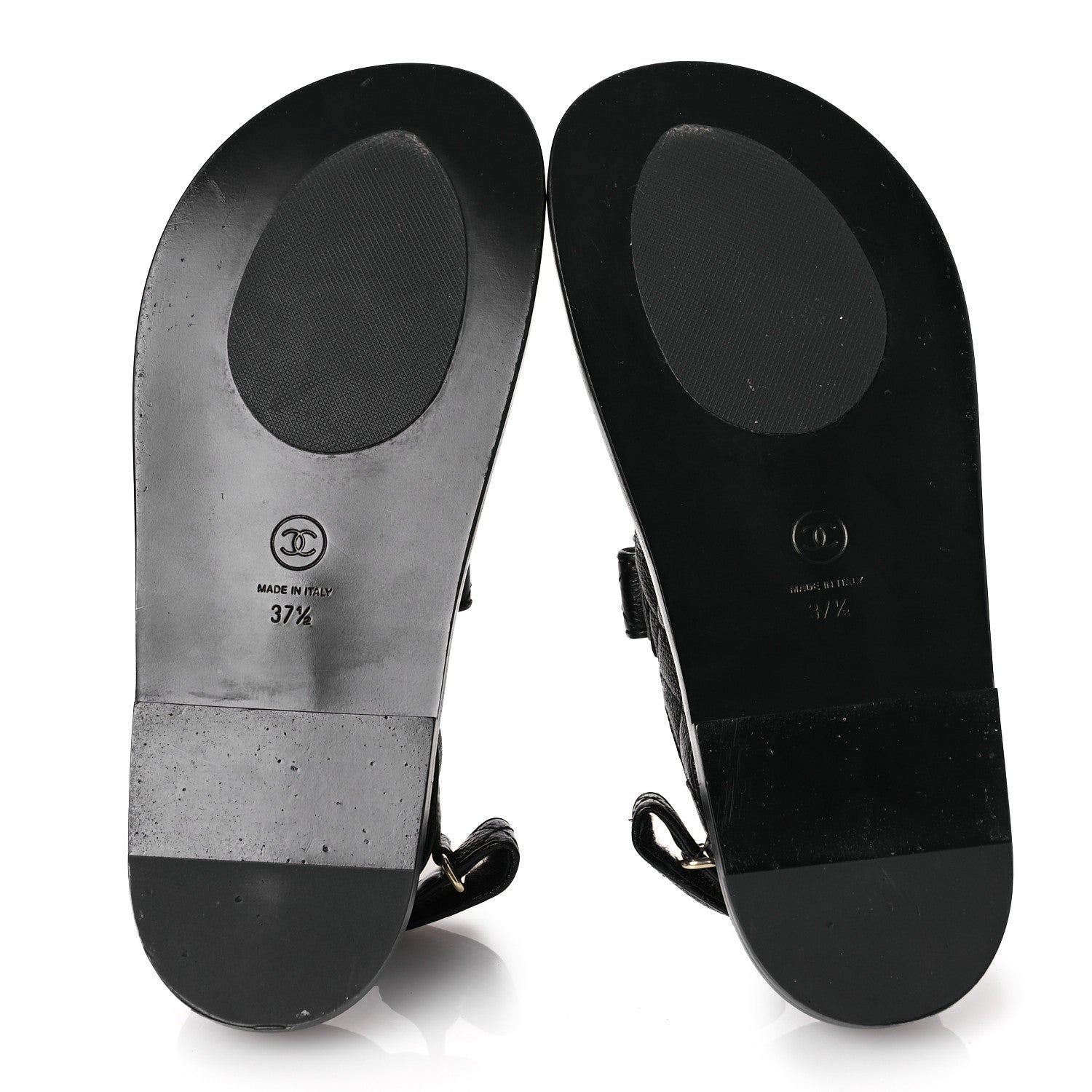 Chanel Grained Calfskin Velcro Dad Sandals 37.5 Black 37.5 Black 7 of 13