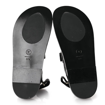 Chanel Grained Calfskin Velcro Dad Sandals 37.5 Black 37.5 Black 7 of 13
