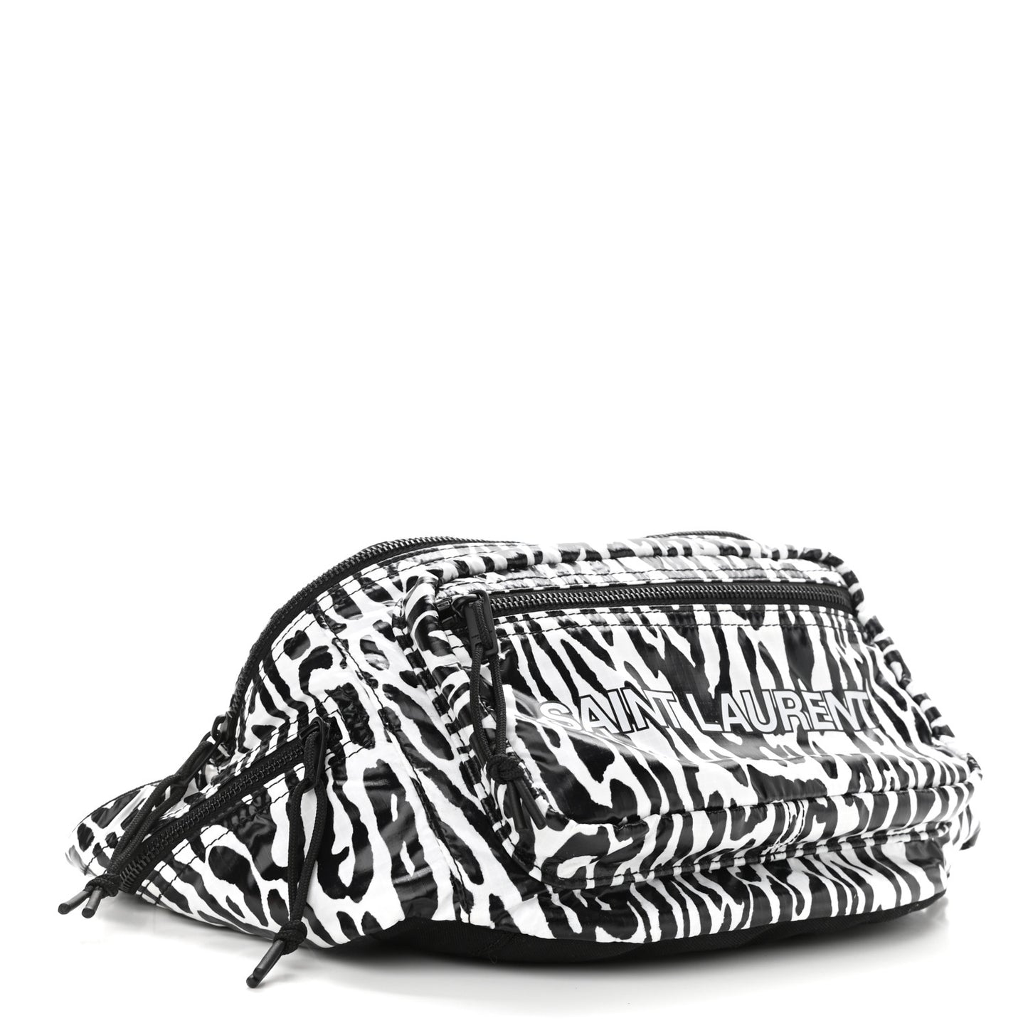 Nylon Leopard Print Belt Bag Black White