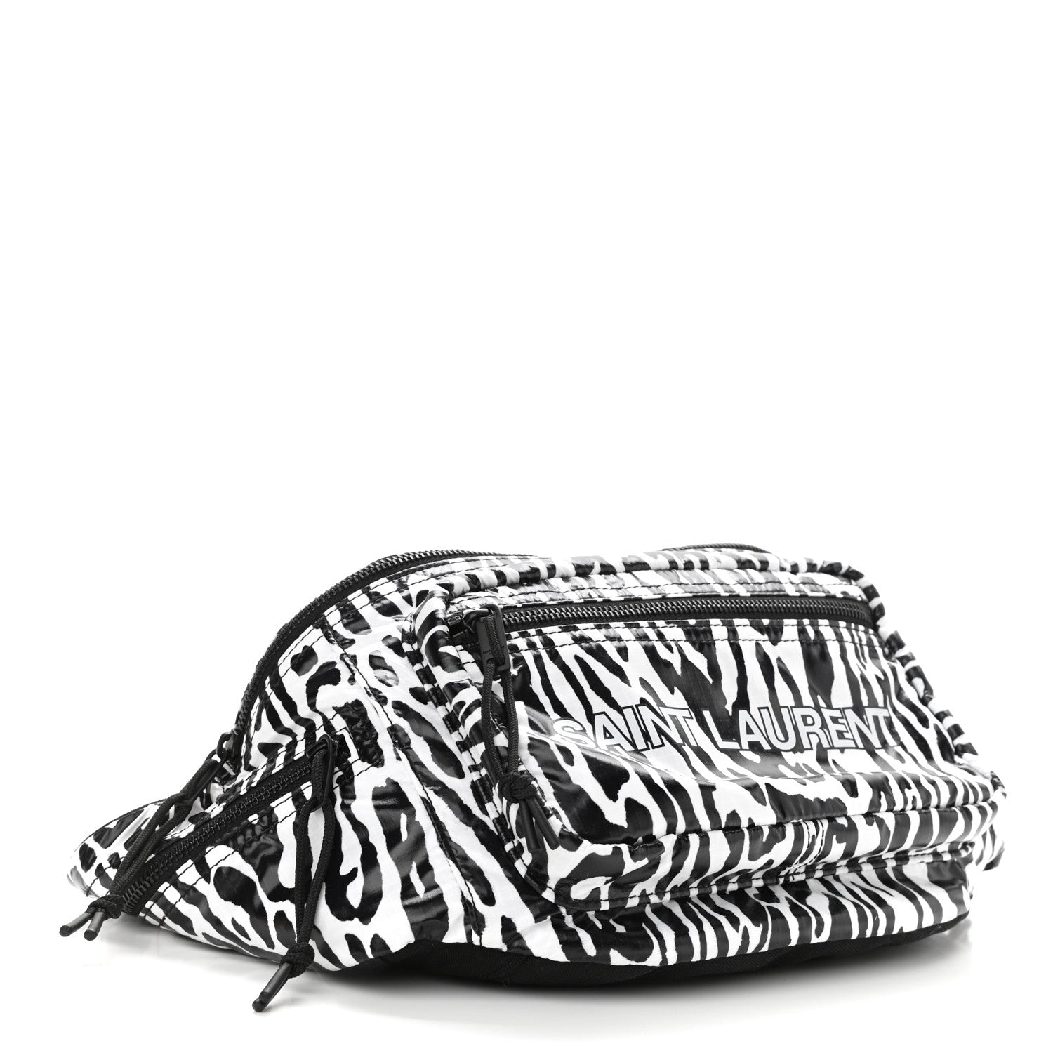 Saint Laurent Nylon Leopard Print Belt Bag Black White 4 of 9