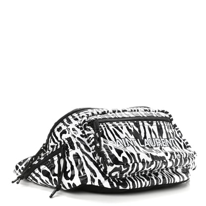 Saint Laurent Nylon Leopard Print Belt Bag Black White 4 of 9
