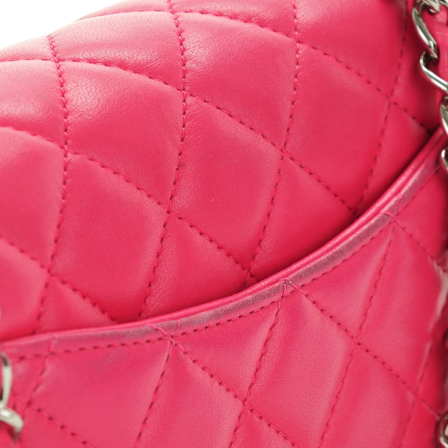 Lambskin Quilted Mini Rectangular Flap Dark Pink