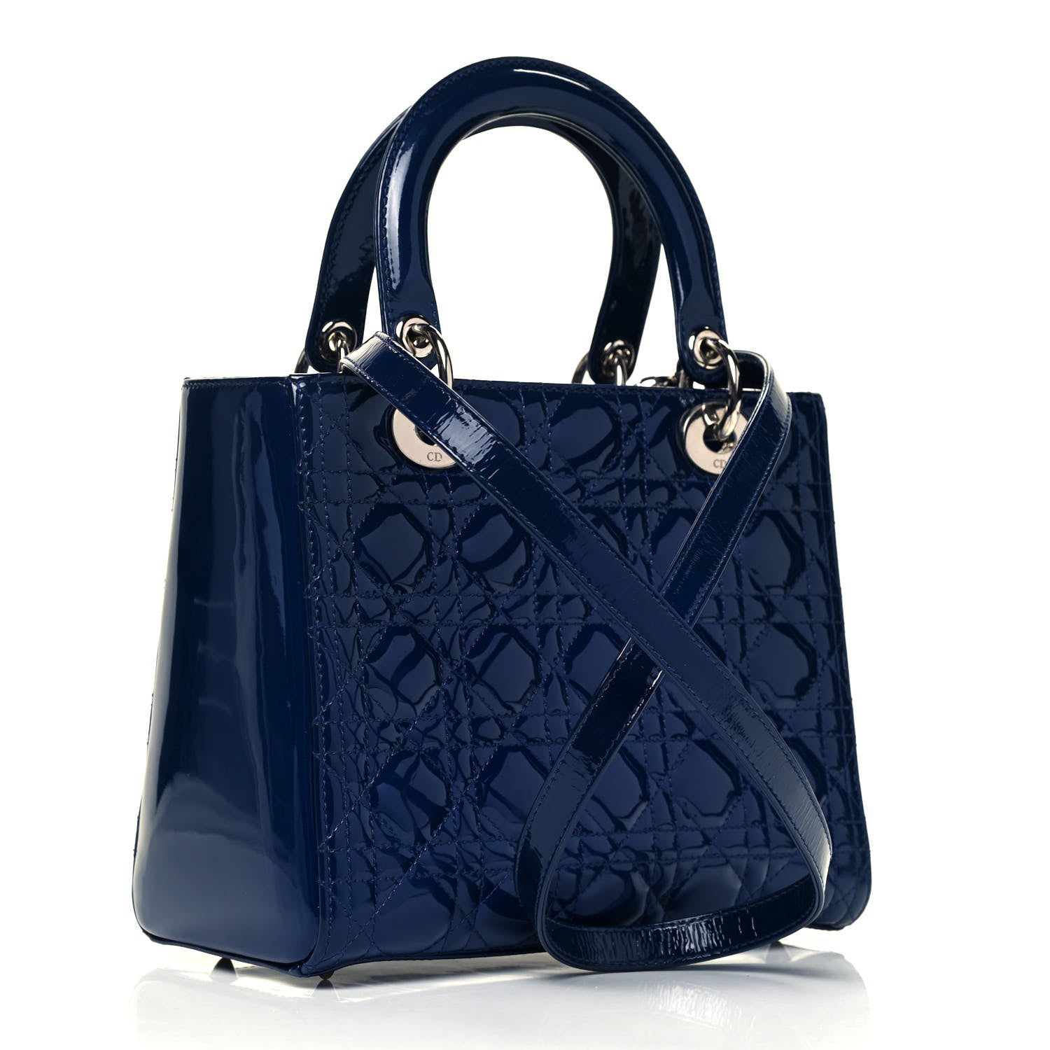 Christian Dior Patent Cannage Medium Lady Dior Blue 3 of 7