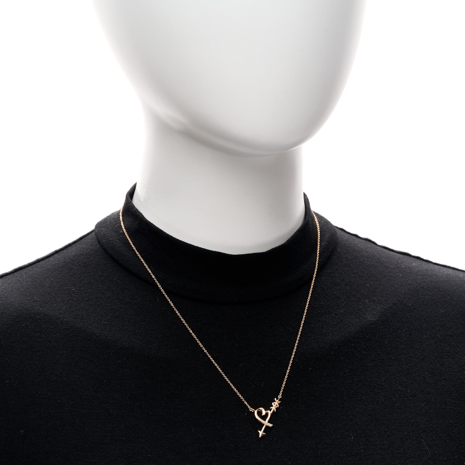 Tiffany 18K Rose Gold Paloma Picasso Heart and Arrow Pendant Necklace 2 of 4