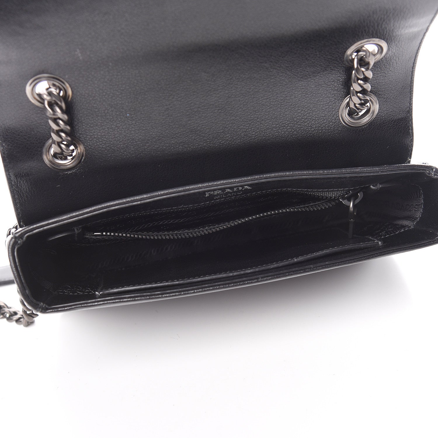 Prada Glace Calfskin Studded Crossbody White Black 5 of 10