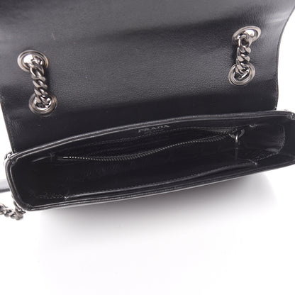 Prada Glace Calfskin Studded Crossbody White Black 5 of 10