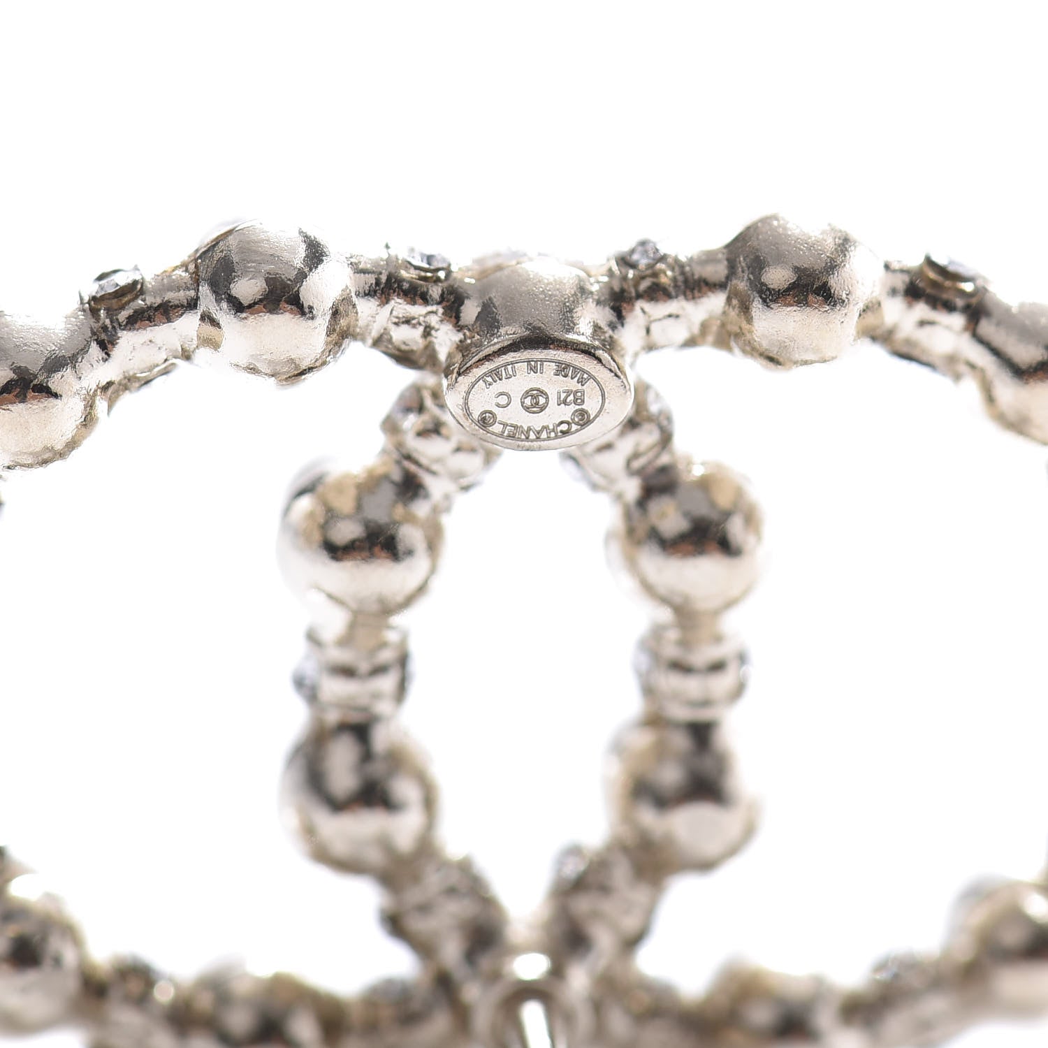 Chanel Pearl Crystal Nefertiti CC Earrings Gold 4 of 4