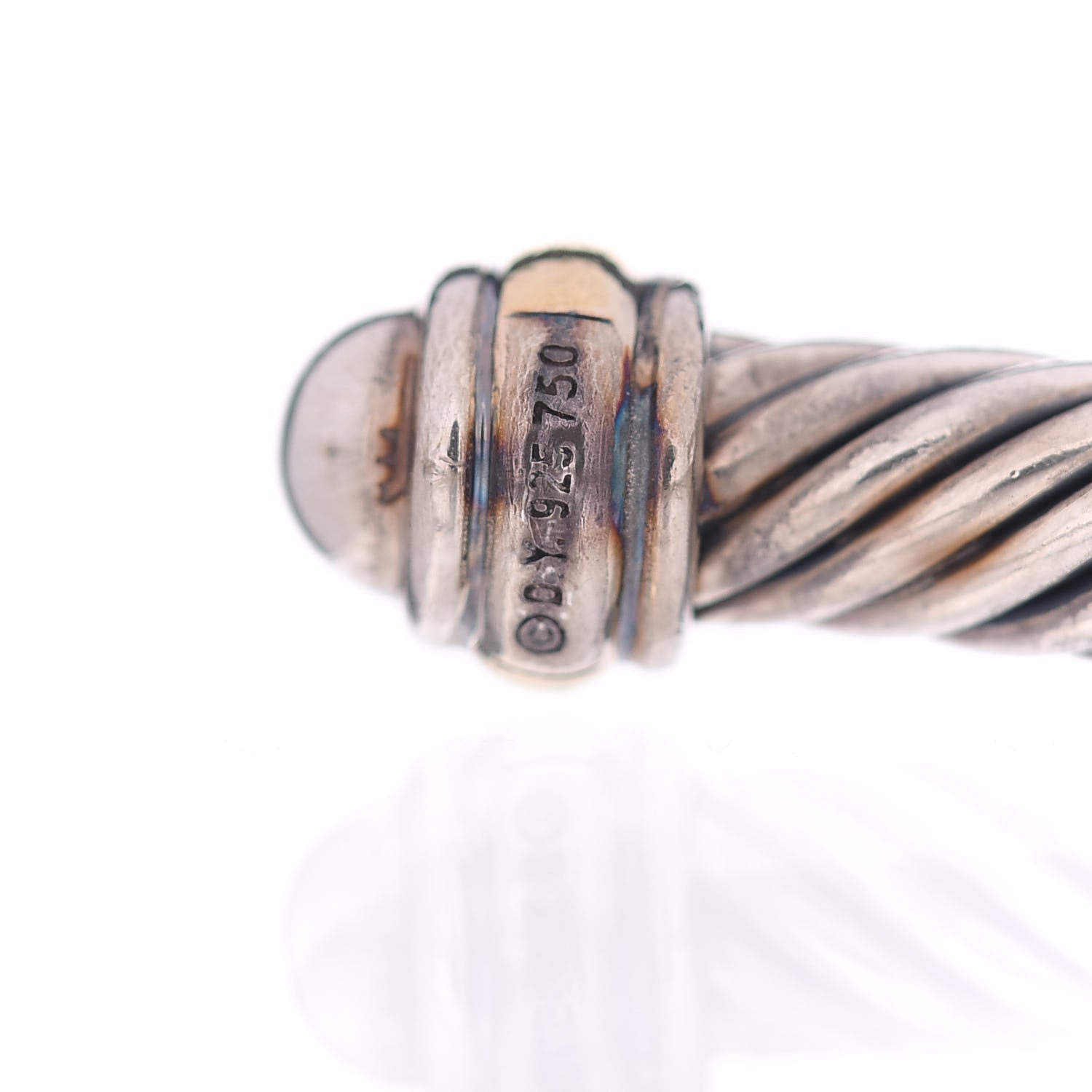 David Yurman Sterling Silver 14K Yellow Gold 4mm Cable Classics Bracelet 4 of 4