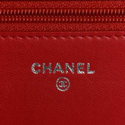 Chanel Lambskin Quilted Boy Wallet On Chain WOC Red 7 of 11