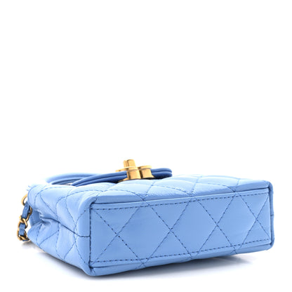 Chanel Shiny Aged Calfskin Quilted Mini Nano Kelly Shopper Blue 4 of 11