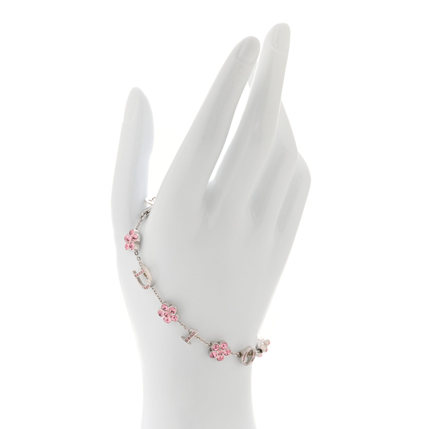 Crystal Flower Bracelet Silver Pink