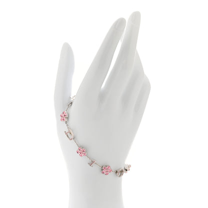 Christian Dior Crystal Flower Bracelet Silver Pink 2 of 5