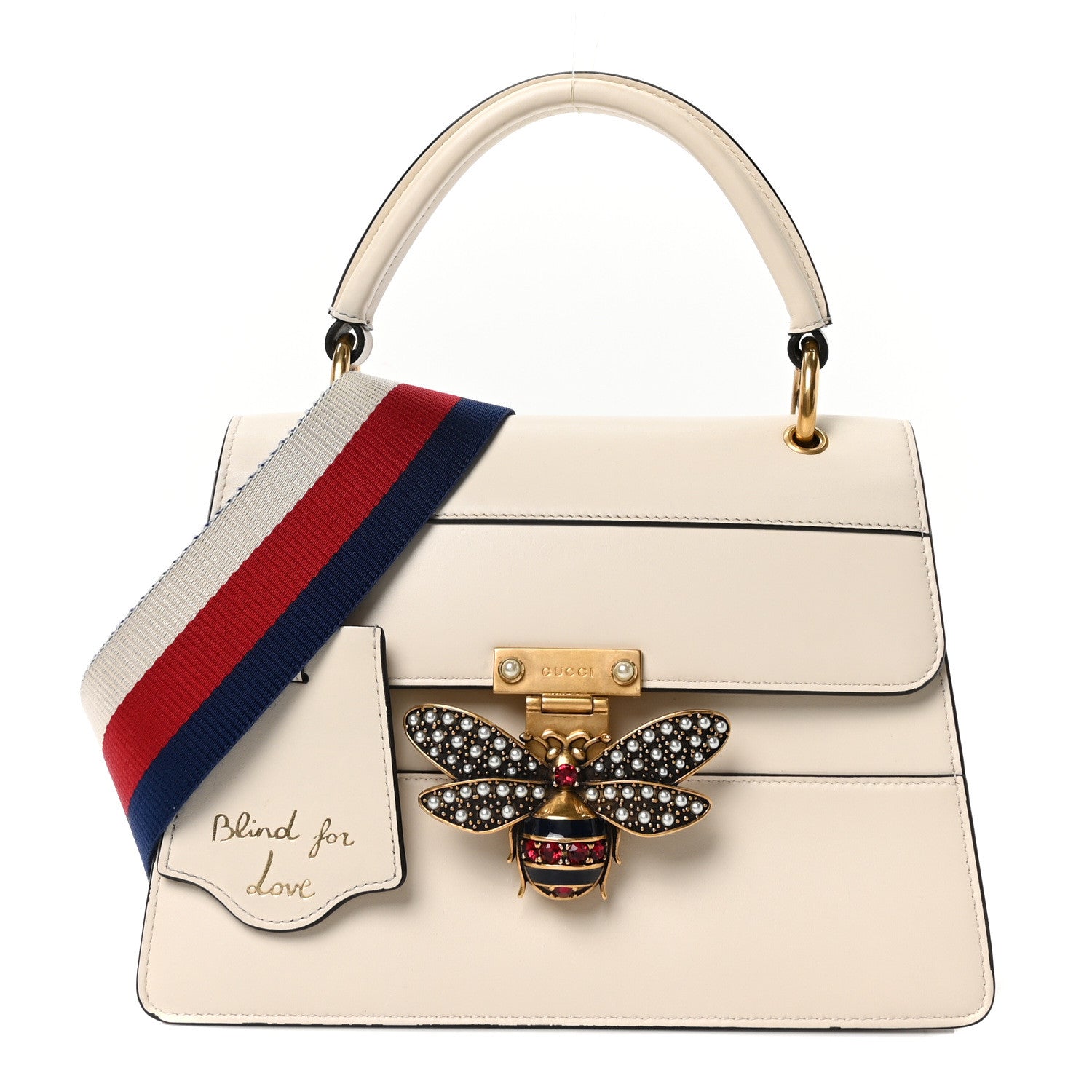 Gucci Calfskin Sylvie Web Small Queen Margaret Top Handle Bag White 1 of 10