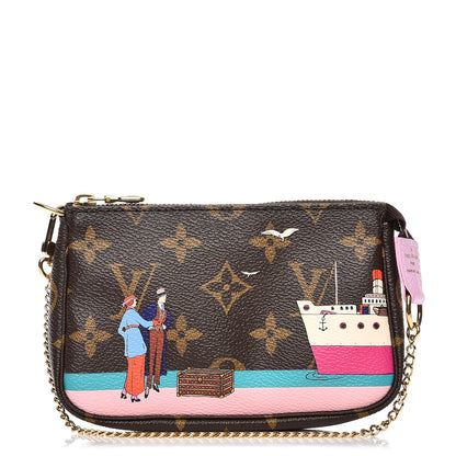 Louis Vuitton Monogram 2016 Christmas Animation Mini Pochette Accessories Rose Ballerine 1 of 7