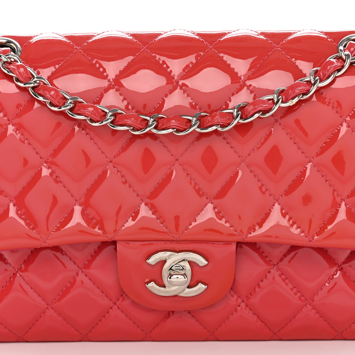 Chanel Patent Quilted Medium Double Flap Fuchsia 8 of 17