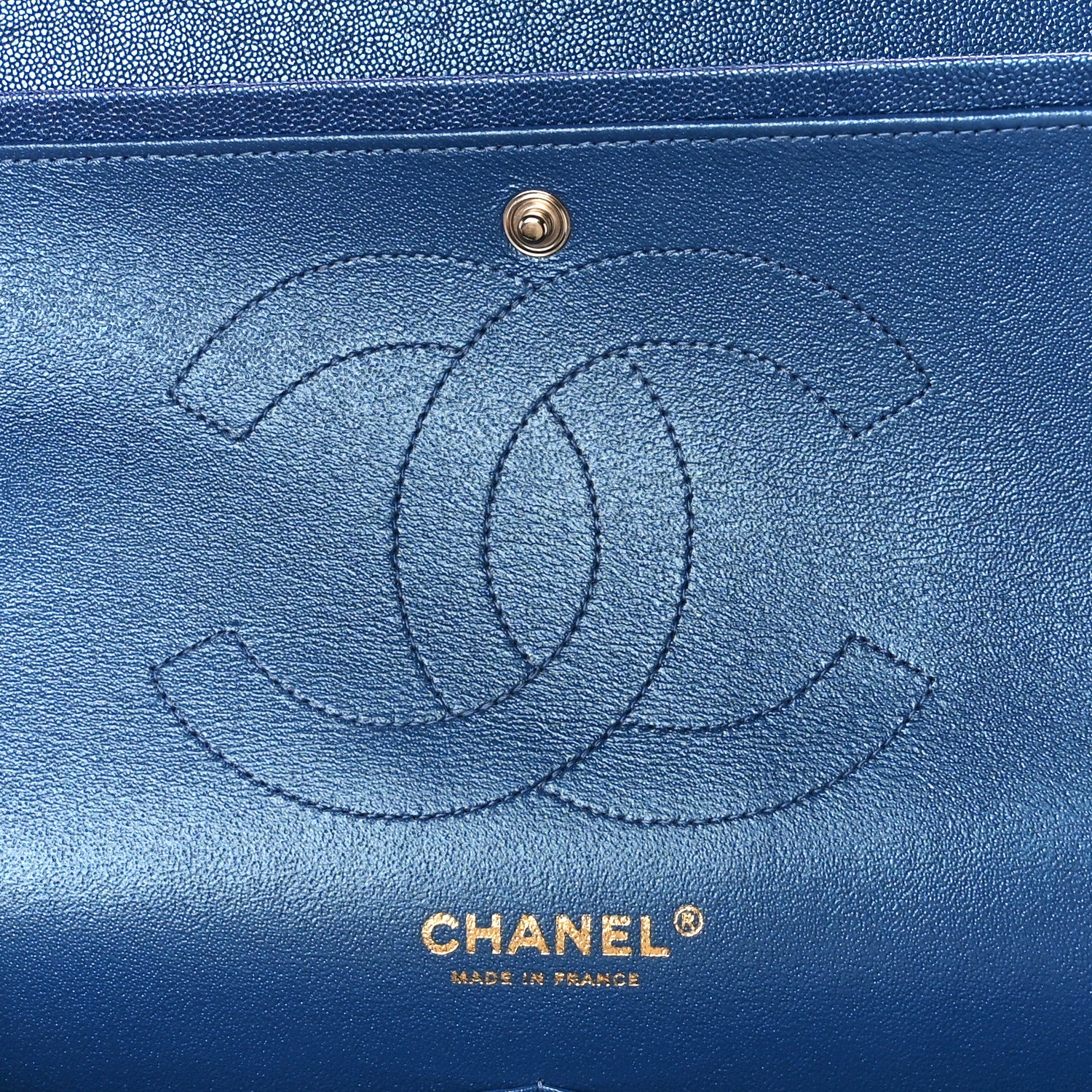 Chanel Iridescent Caviar Quilted Jumbo Double Flap Dark Blue 6 of 12