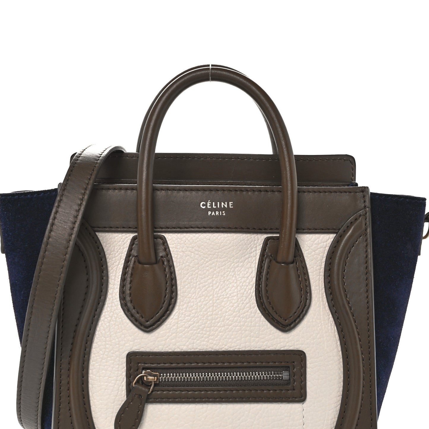 Calfskin Suede Nano Tri-Color Luggage Cream