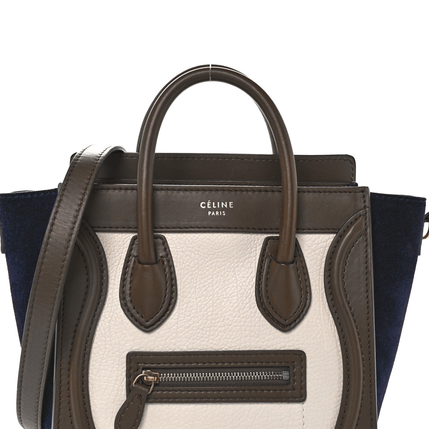 Celine Calfskin Suede Nano Tri-Color Luggage Cream 8 of 10