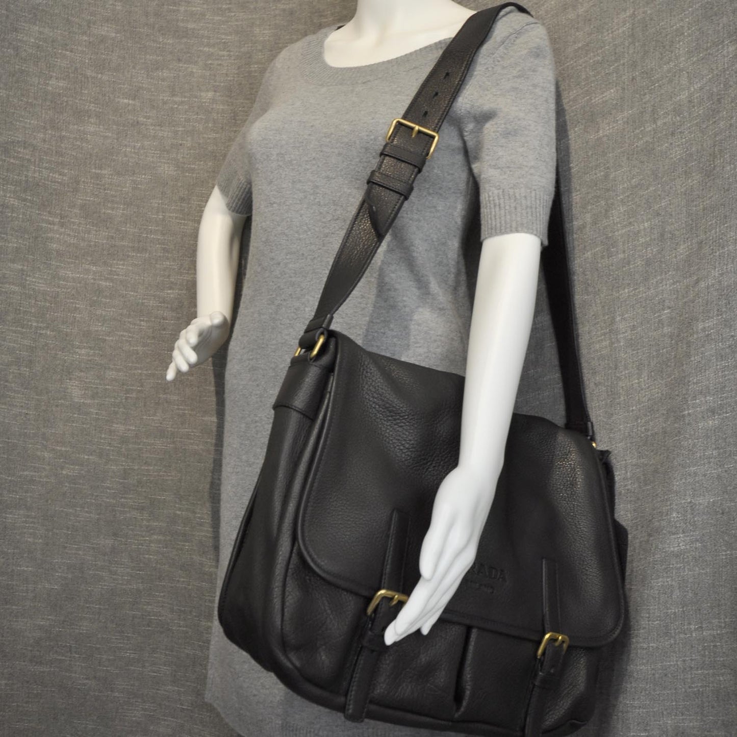 Cervo Deerskin Messenger Bag Nero Black