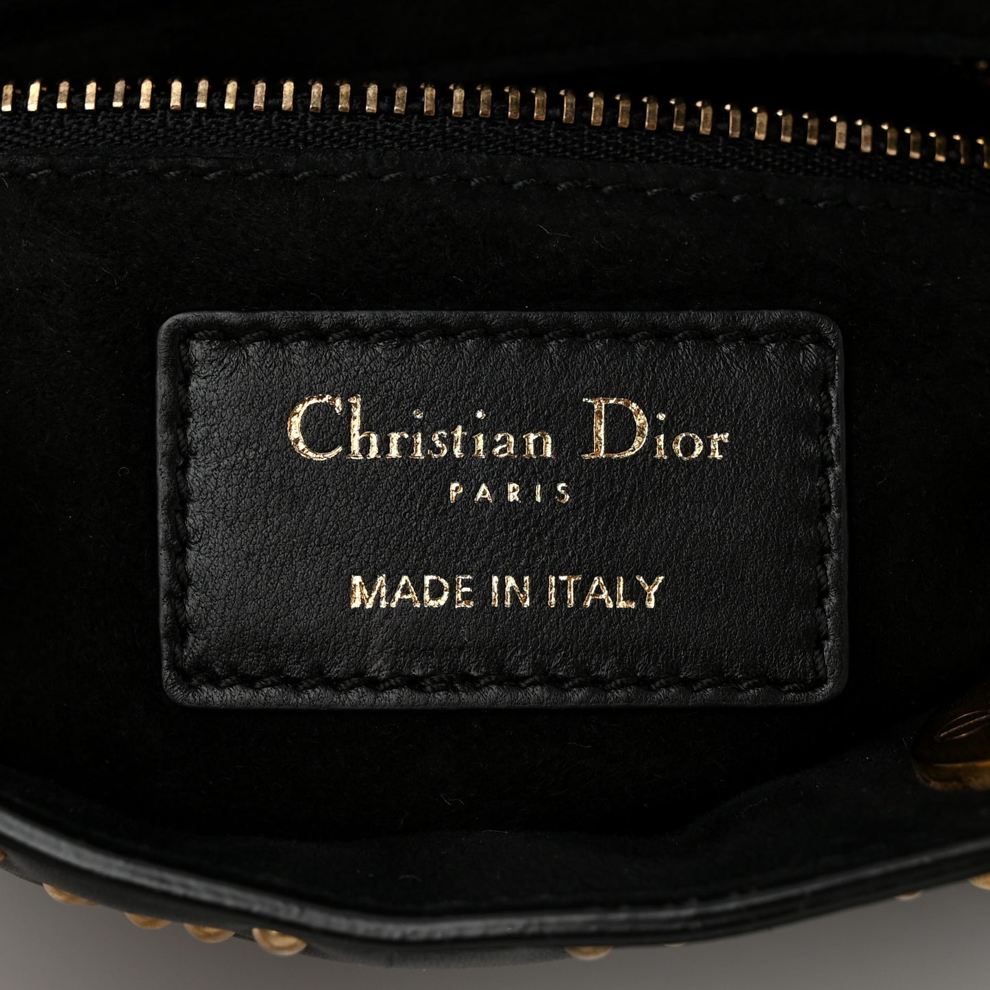 Lambskin Studded Mini Supple Lady Dior Black