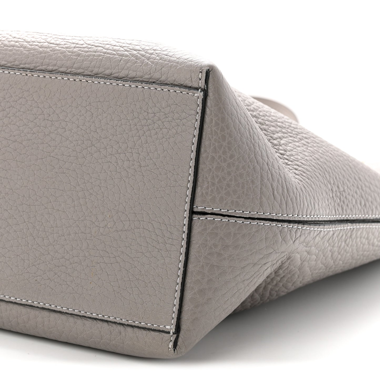 Grained Calfskin Rockstud Shoulder Tote Dove Grey