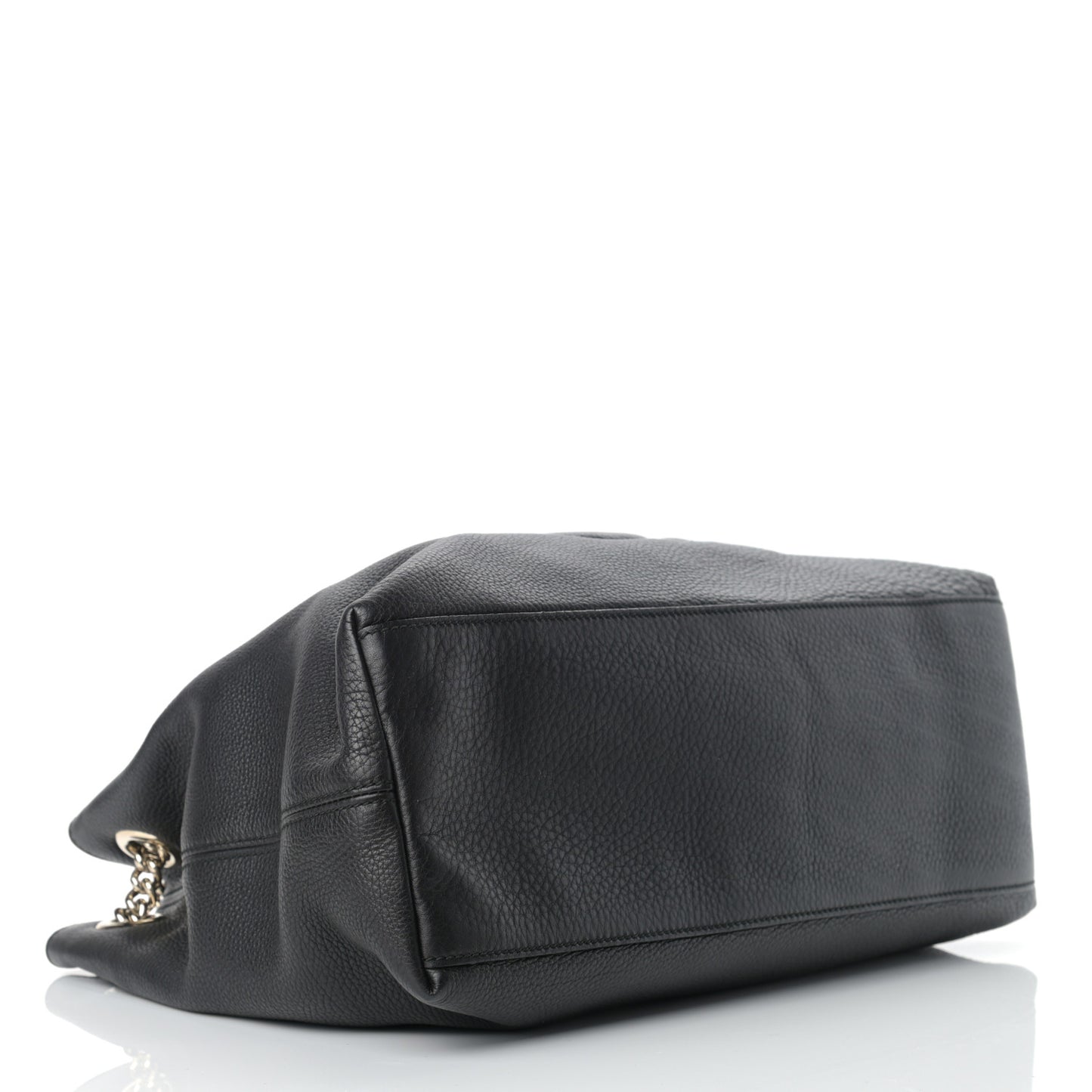 Pebbled Calfskin Medium Soho Chain Shoulder Bag Black