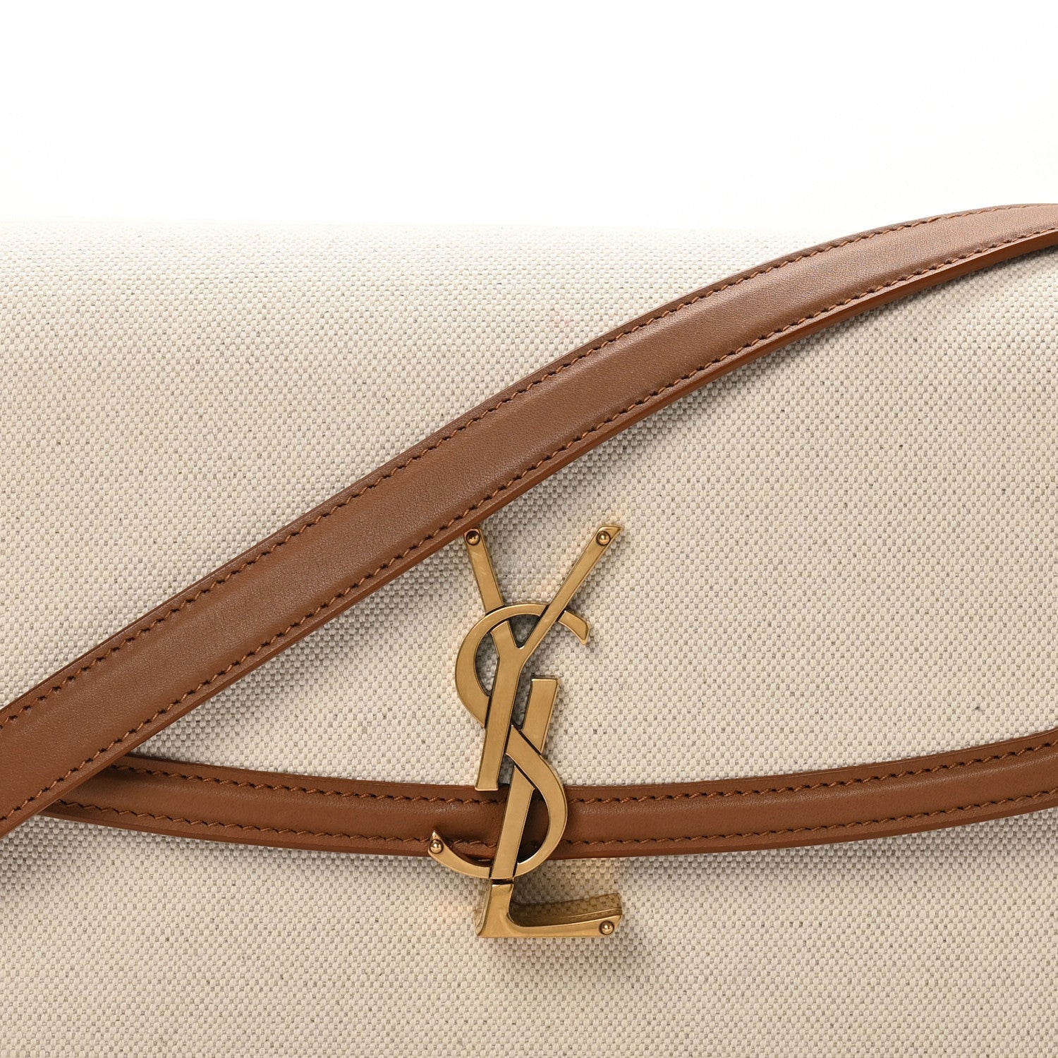 Saint Laurent Linen Calfskin Monogram Small Solferino Satchel Greggio Brick 15 of 19
