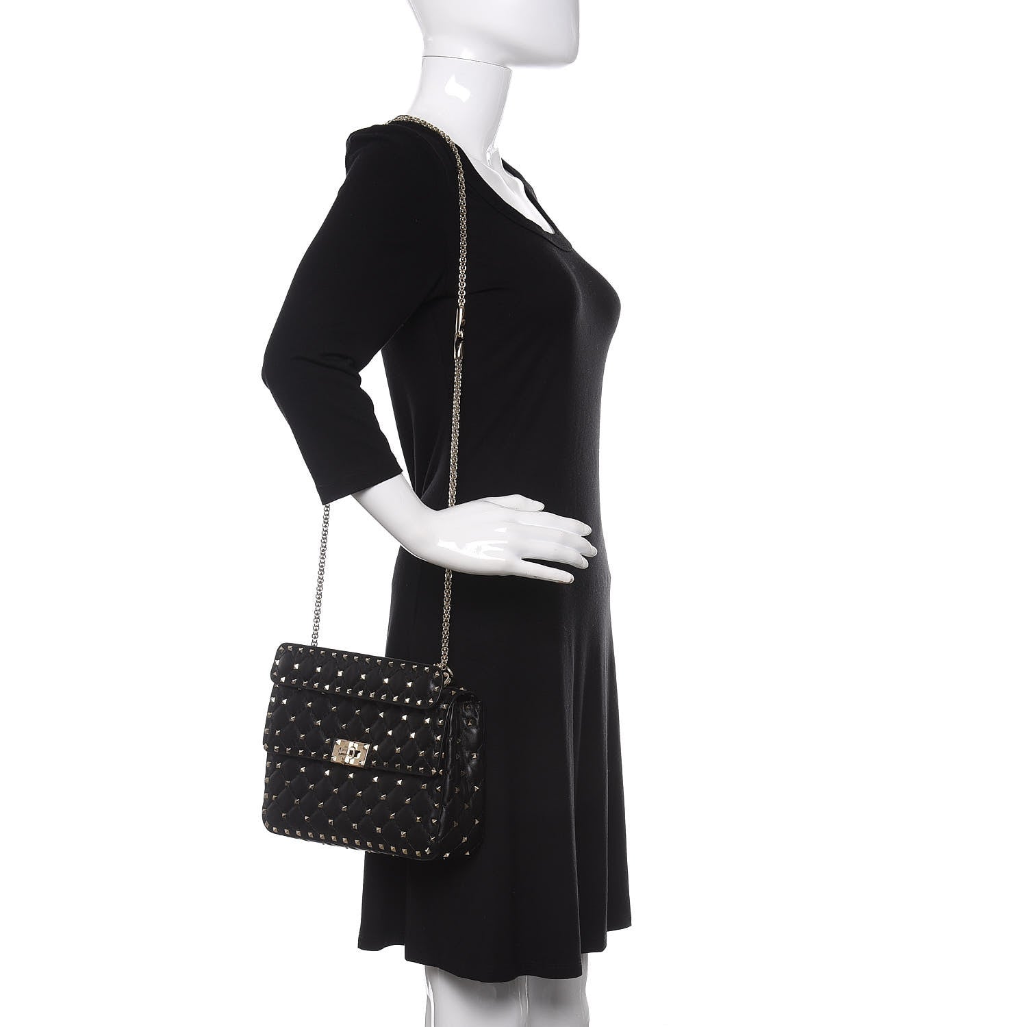 Valentino Garavani Lambskin Medium Rockstud Spike Shoulder Bag Black 2 of 9