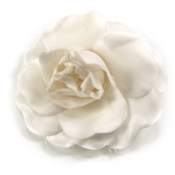 Silk Fabric Camelia Flower Pin White