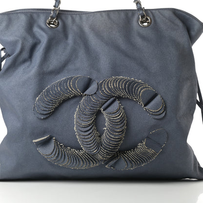 Chanel Denim Small CC Discus Tote Blue 9 of 12