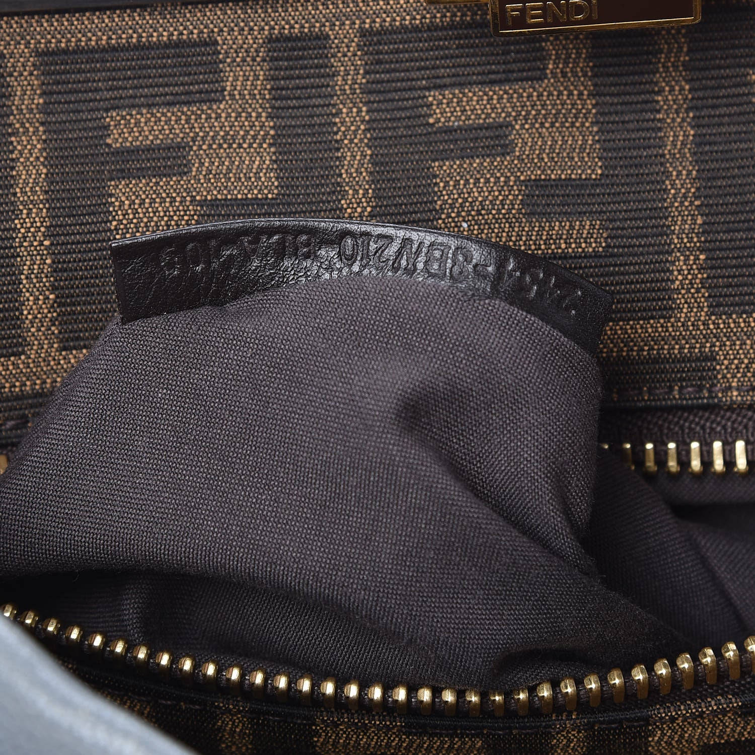 Fendi Goatskin Zucca Large Peekaboo Iconic Satchel Grigio Tobacco Black 9 of 20