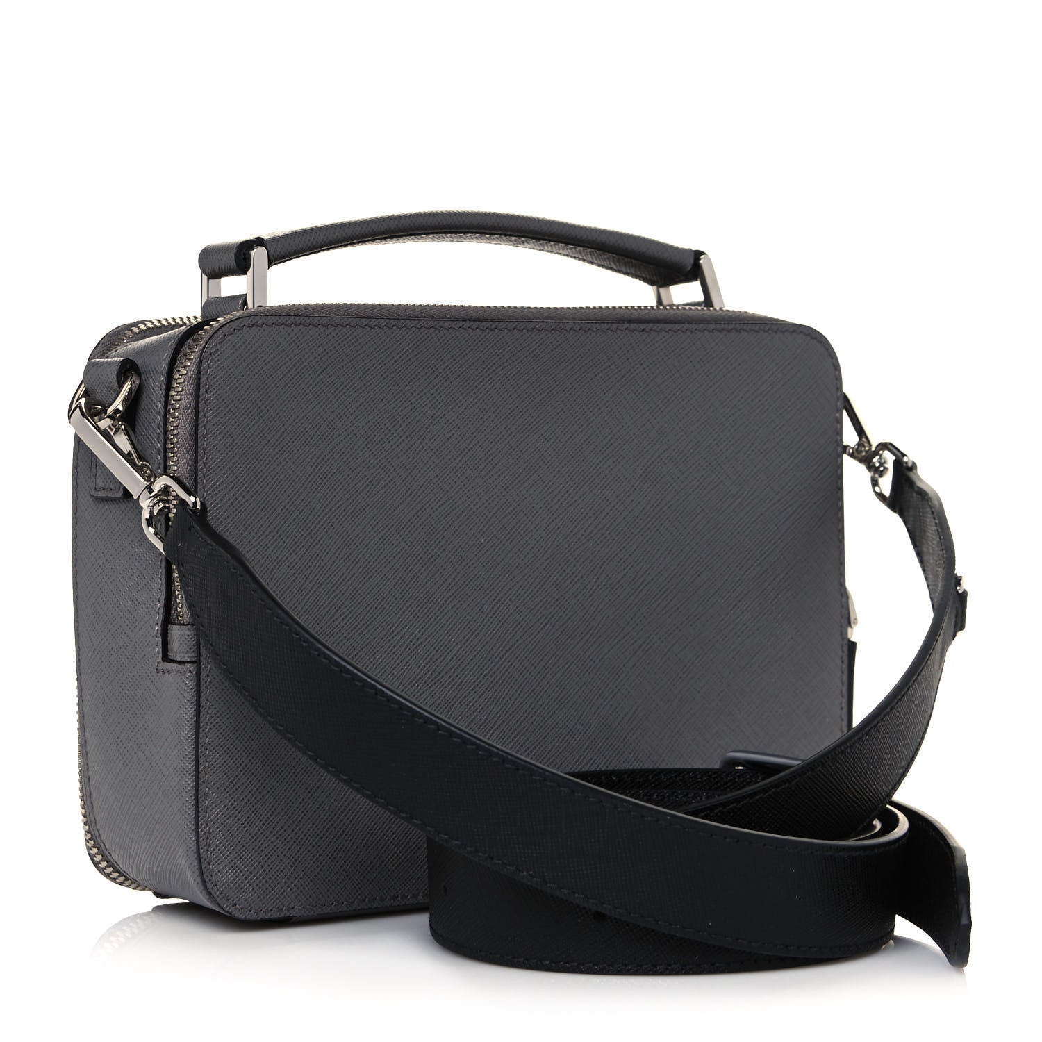 Prada Saffiano Travel Medium Brique Crossbody Bag Marmo 3 of 12