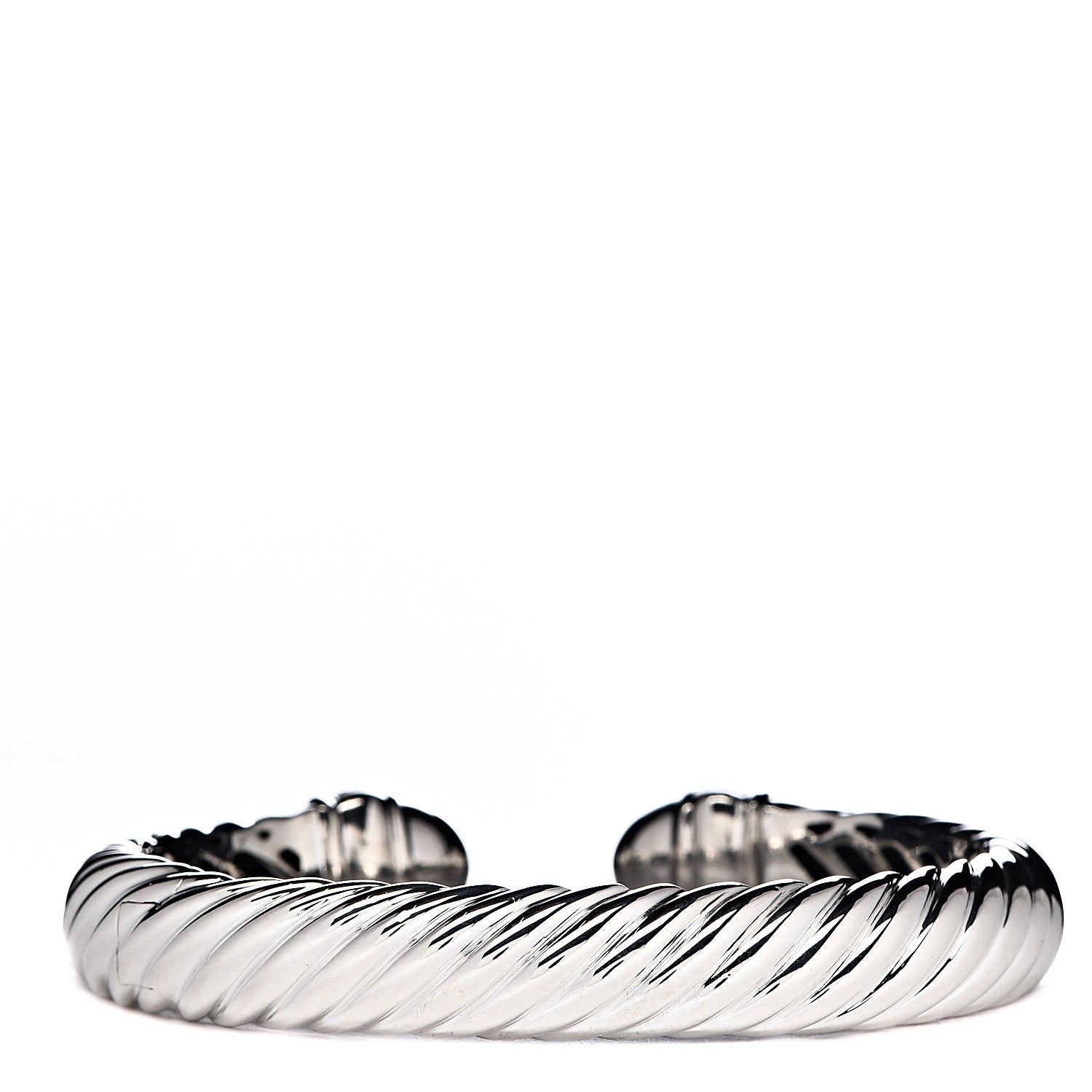 David Yurman Sterling Silver Diamond 10mm Sculpted Cable Bracelet 3 of 4