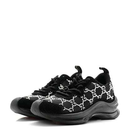 Gucci Tela Retino Mesh Crystal Suede GG Monogram Womens Gucci Run Sneakers 35.5 Black Silver 3 of 7