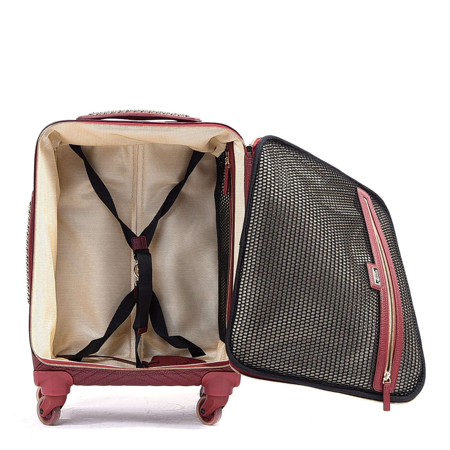 Calfskin Chevron Quilted Coco Case Trolley Red