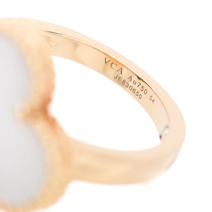 Van Cleef & Arpels 18K Yellow Gold Mother of Pearl Magic Alhambra Ring 54 6.75 5 of 6